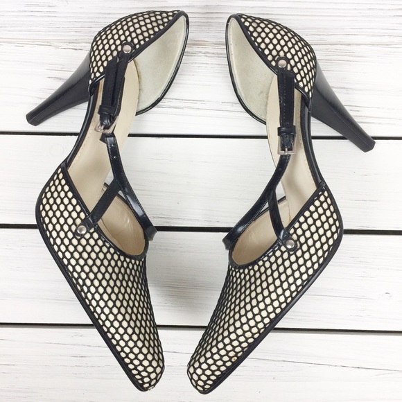 Sergio Rossi Black Fishnet D'orsay Heels 35.5 - Picture 4 of 8